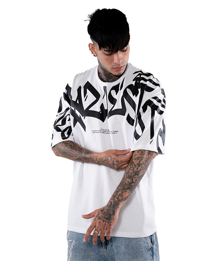 CAMISETA OVERSIZE  H CRAZ BLANCA ALTO GRAMAJE