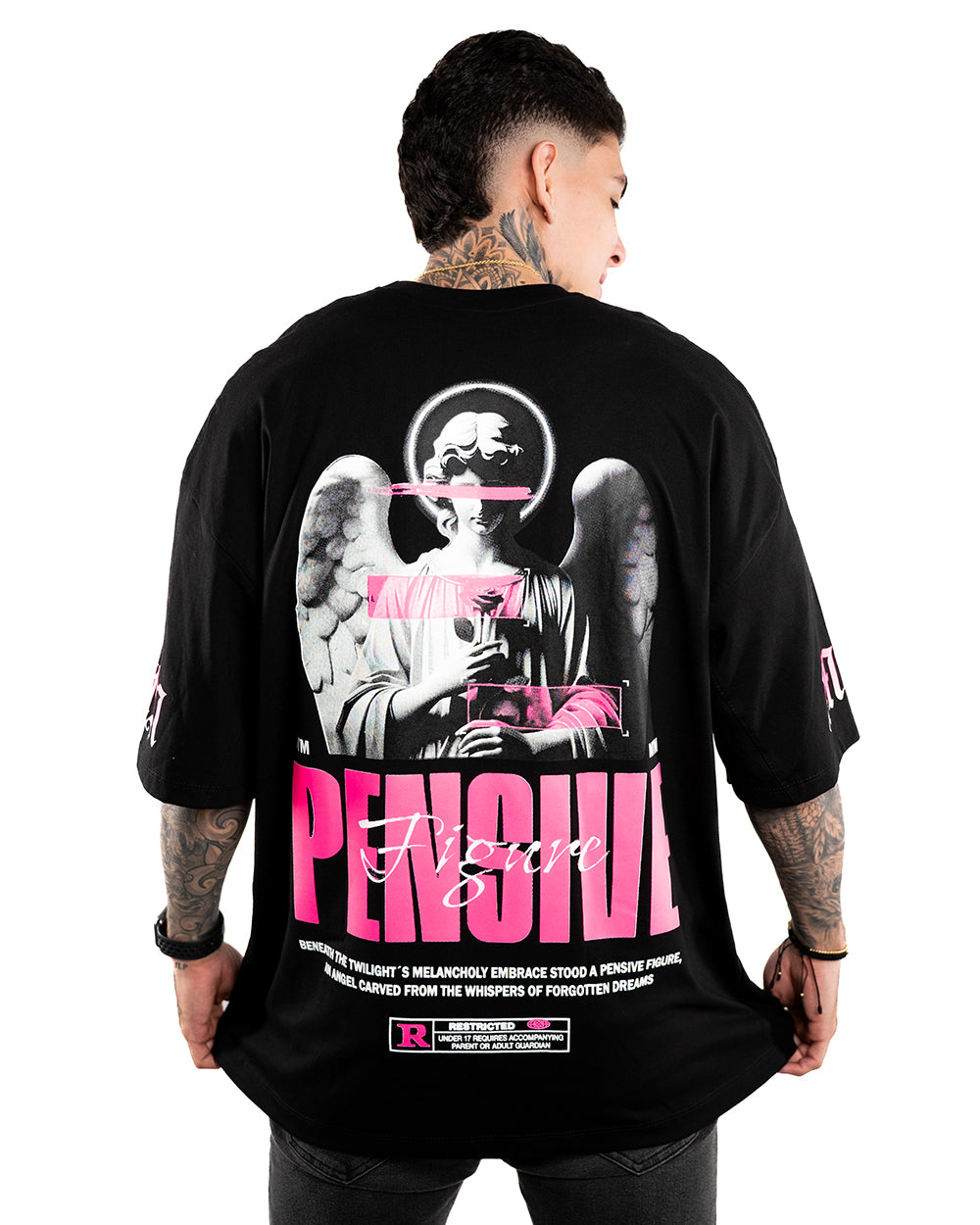 CAMISETA OVERSIZE  H NEGRA PENSIVE ALTO GRAMAJE