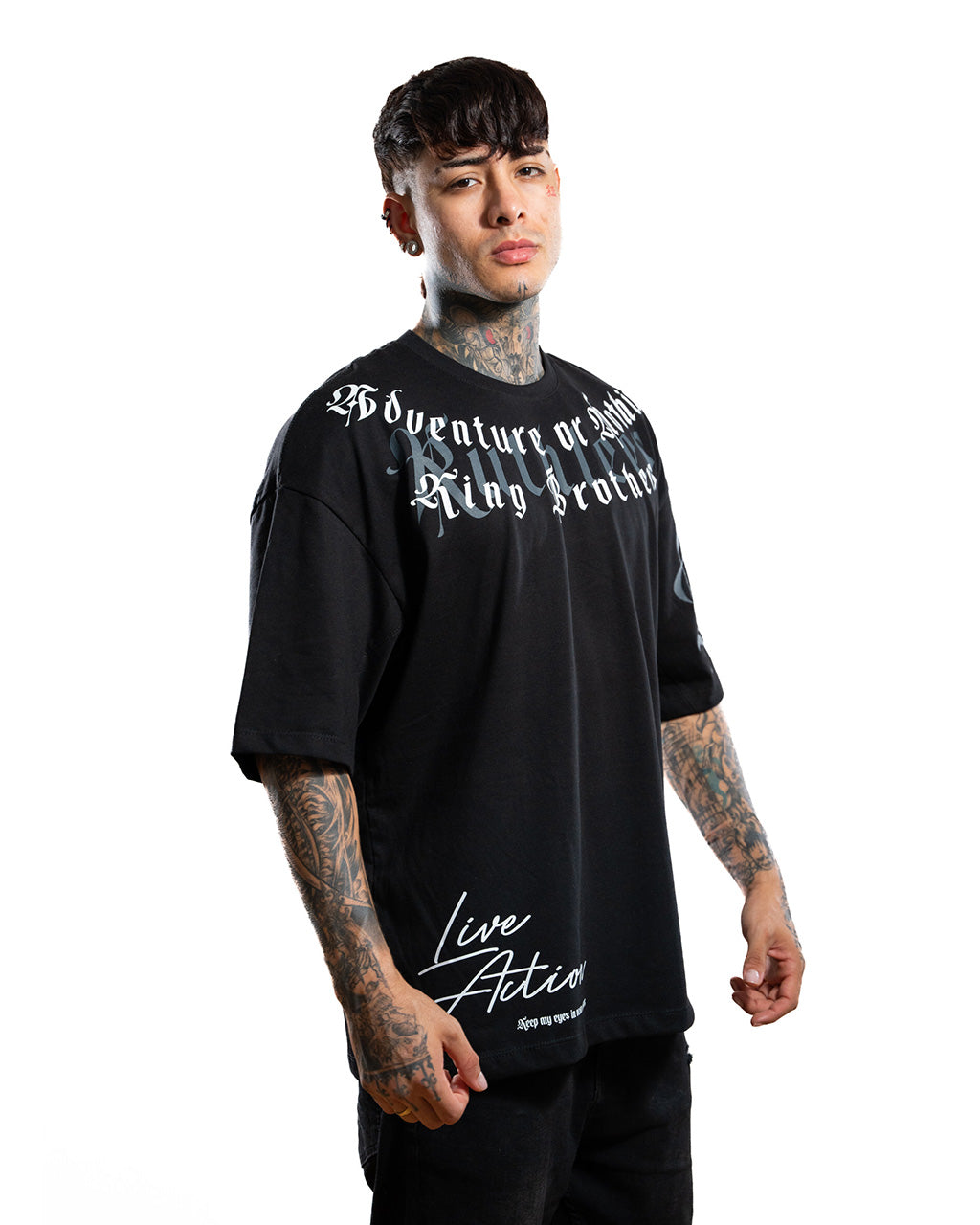 CAMISETA OVERSIZE  H NEGRA ADVENGER ALTO GRAMAJE